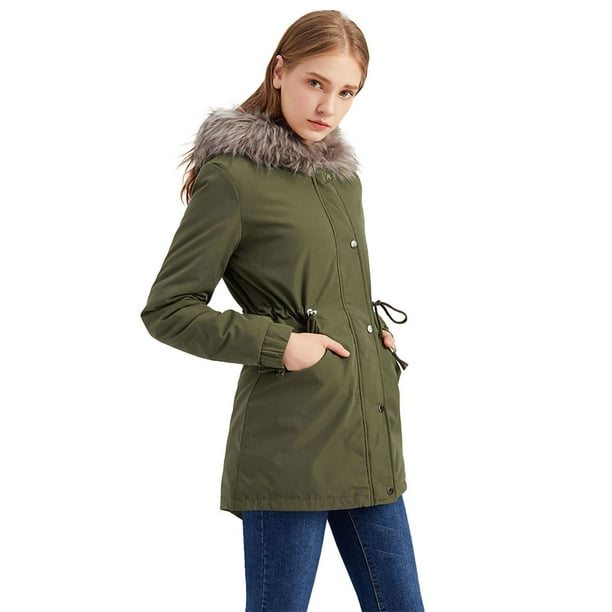 Stylish Women Parkas Winter Coats in Black and Army Green