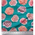 thumbnail image 1 of Soimoi Green Cotton Poplin Fabric Rose Floral Fabric Prints By Yard 56 Inch Wide, 1 of 3