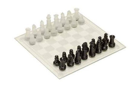 8" Chess Set Frosted White & Glossy Black Chessmen Mirror Board New 