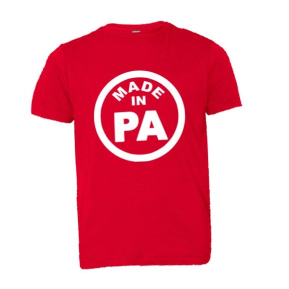 PleaseMeTees™ Youth From Born Made In Pennsylvania PA Logo Label HQ Tee