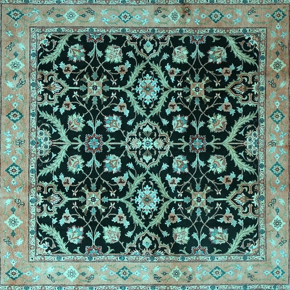 Ahgly Company Indoor Square Persian Light Blue Traditional Area Rugs, 6' Square
