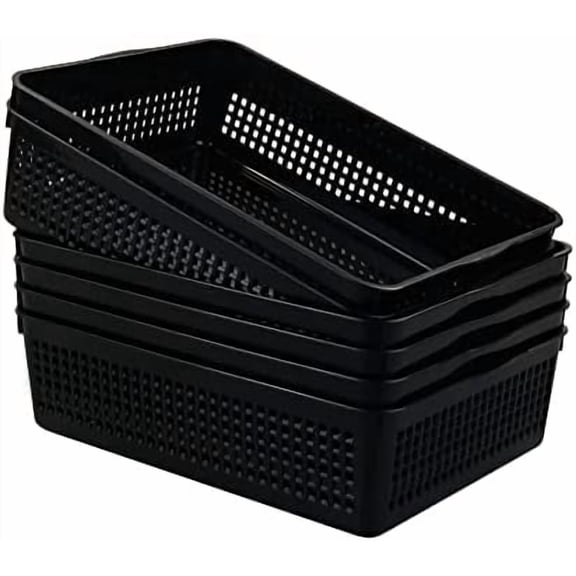 6-Pack Plastic Paper Storage Baskets Trays, Black A4 Storage Basket$$Home Decor, Kitchen, & Other