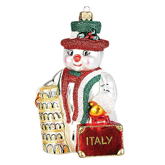 Italian Snowman Polish Blown Glass Christmas Ornament Italy Tree Decoration