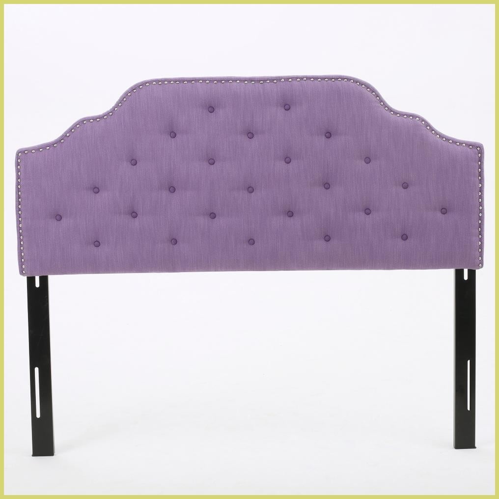 Queen Size Solid Wood Tufted Headboard with Adjustable Height & Nailhead Trim for Bedroom Décor