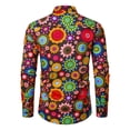 thumbnail image 3 of 70s Outfits for Men Long Sleeve Casual Button Down Shirt Disco Hop Casual Paisley Floral Vintage Shirt Red M, 3 of 4