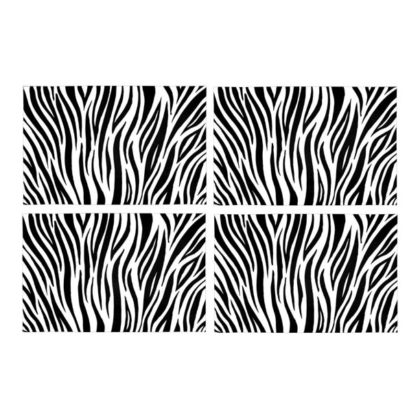 MKHERT Zebra Print Animal Skin Abstract Black and White Lines Placemats