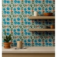 thumbnail image 4 of S4sassy Self Adhesive Wallpaper, Botanical Flower Wallpaper, Blue Removable DIY Vinyl Tile Pattern Wall Covering, Textured Peel & Stick Contact Paper for Entryway wall, Kitchen Backsplash (25"x360"), 4 of 9