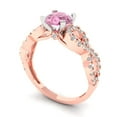thumbnail image 2 of 1.42 ct Round Cut Simulated Pink Diamond Solitaire with Simulated Diamond Accents 18K Rose/White Gold Womens Engagement Ring, 2 of 5