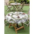 thumbnail image 3 of Outdoor Tablecloth with Umbrella Hole and Zipper, Sage Green Grey Round Table Cloth 54 Inch Waterproof Tablecloth, Geometric Circle Modern Abstract Simple Art Picnic Table Cover for Patio Camping, 3 of 7