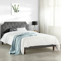 Mellow MAVN Upholstered Platform Bed, Modern Tufted Headboard, Real Wooden Slats and Legs, Dark Grey, Full