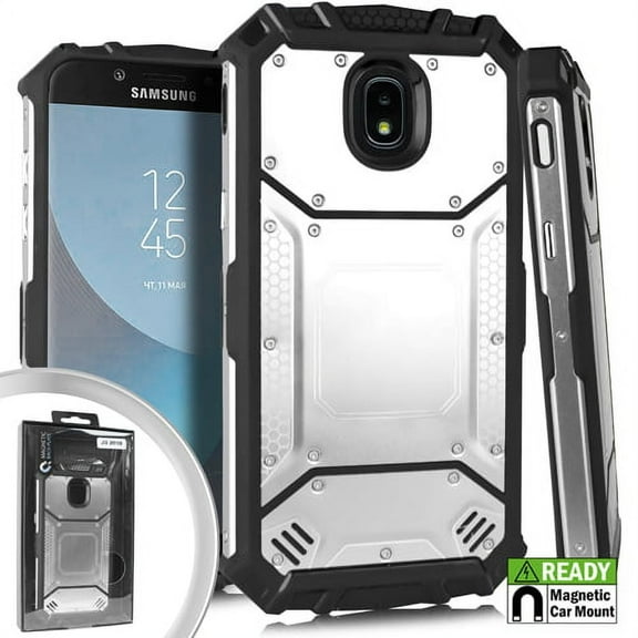 GSA Screw Metal Jacket Hybrid Case For Samsung Galaxy J7 (2018)/J737 Silver