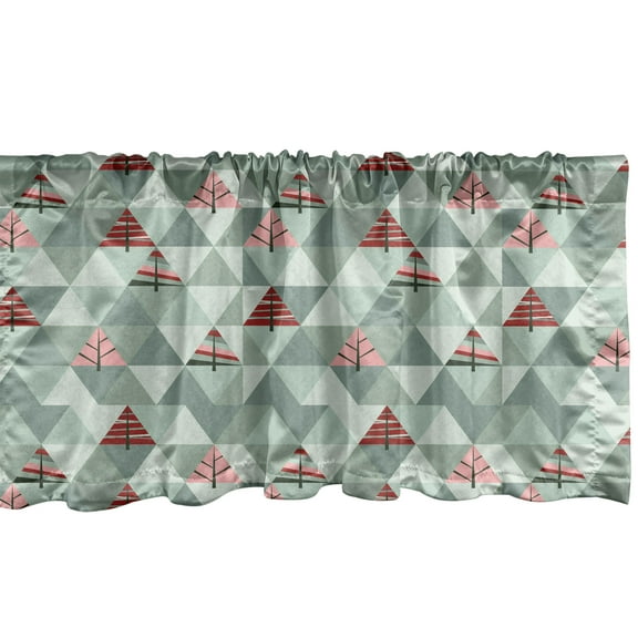 Ambesonne Tree Window Valance, Illustration of Triangles, 54" X 18", Coral and Reseda Green