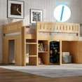 thumbnail image 3 of Harper & Bright Designs Full Size Low Loft Bed with Storage Cabinet and Chalkboard Panel, Full Wooden Loft Bed Frame with Storage Shelves for Bedroom, Natural, 3 of 10
