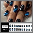 thumbnail image 2 of Osdhezcn 24Pcs Square Press on Nail Star Designs French Fake Nail Acrylic False Nail,Artificial Nail Glues on Nail for Womens, 2 of 6