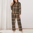 thumbnail image 2 of Balery khaki coffee plaid Conjunto de Pijama con Estampado para Mujer, Conjunto de Dos Piezas con Manga Larga, Ropa de Dormir Suave con Bolsillos, Pijamas Cómodos-X-Large, 2 of 7