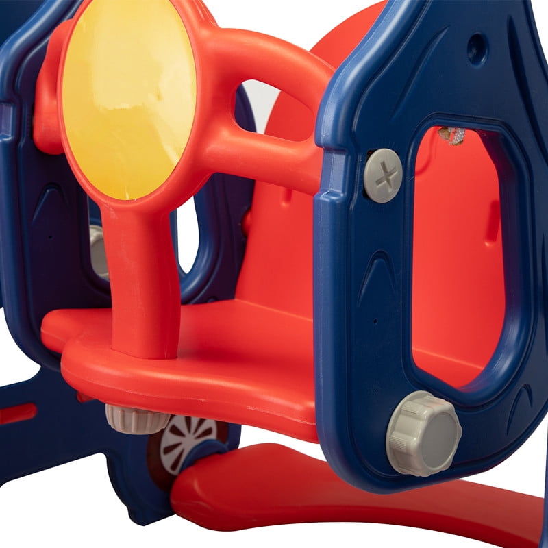 Kepooman 3 in 1 Toddler Slide, Swing Set with Basketball Hoop for Boy and Girl, Red Blue Kepooman 3 in 1 Toddler Slide, Swing Set with Basketball Hoop for Boy and Girl, Red Blue