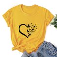 thumbnail image 4 of ICHUANYI Clearance Women Girls Plus Size Sunflower Print Tees Short Sleeve T Shirt Blouse Tops(Yellow, S) ICHUANYI WER2023081001263, 4 of 7