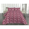 thumbnail image 2 of Ambesonne Floral Quilted Coverlet 3 Pcs, Roses Petals Spring Romance, King Size, Pink and Plum, 2 of 4