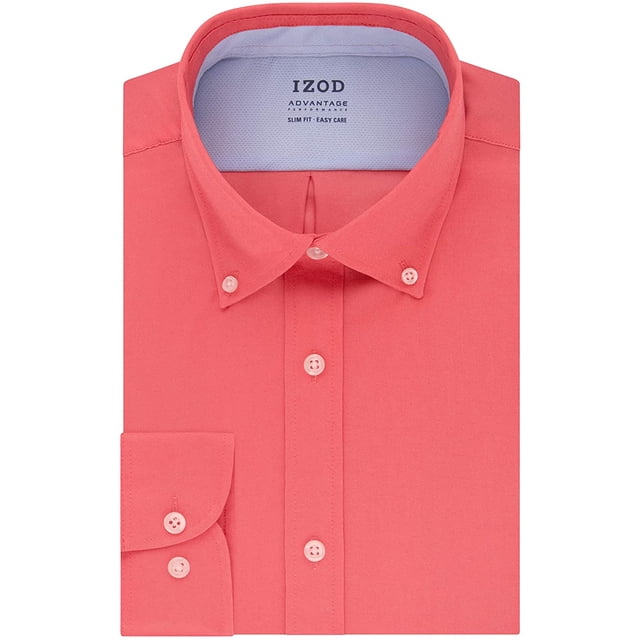 IZOD Chemise Habillée pour Homme Coupe Ajustée Extensible FX Col Rafraîchissant Uni, Rouge Flamme, Encolure 16 Pouces-16,5 Pouces Manche 34 Pouces-35 Pouces (Grand)