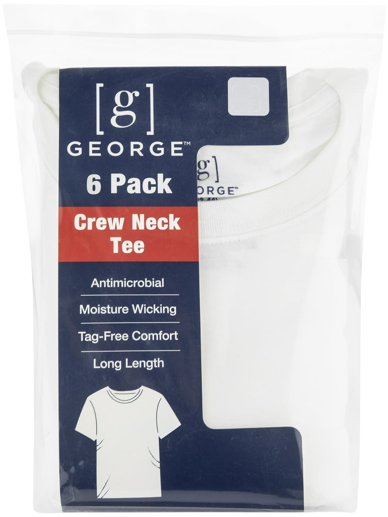 George Men's Crew T-Shirts 6-Pack, Ultra-Soft Ringspun Cotton