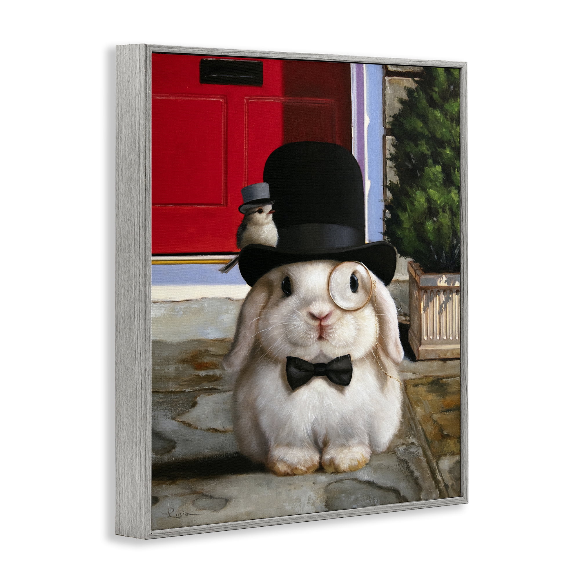 Stupell Industries Lord Bunbury Rabbit Gray Framed Giclee Art, design by Lucia Heffernan