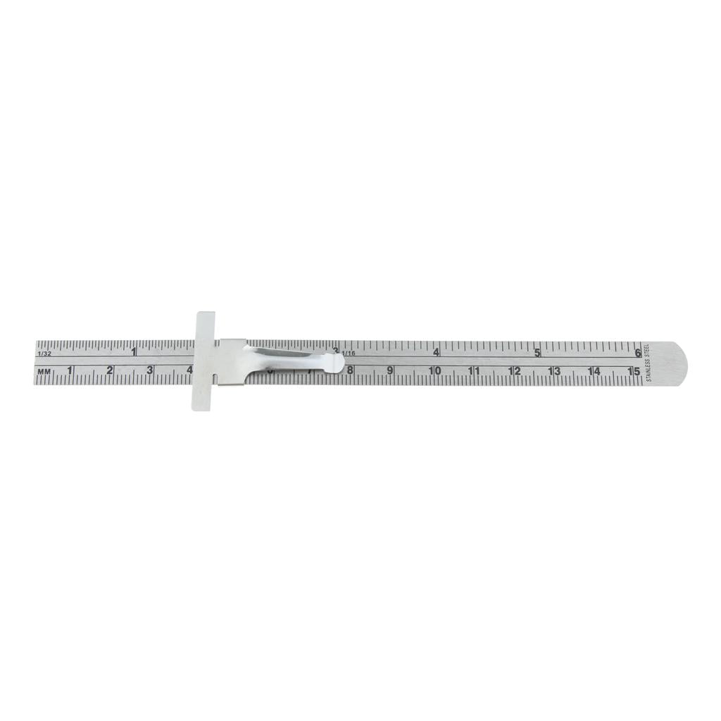 inch metric equivalent Depth Gauge pocket clip Stainless Steel muli-use ruler 