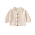 thumbnail image 4 of Rrxhxhs Cardigan for Girls Solid Color V-Neck Button Front Long Sleeve Loose Casual Sweater Cover Up with Pockets, 4 of 7