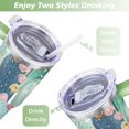 thumbnail image 5 of 40oz Watercolor Cactus Succulents Stainless Steel Flip Straw Tumbler Spill Proof Travel Cup Double Wall Vacuum Insulated Coffee Mug with Top Handle, 5 of 6