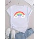 thumbnail image 2 of Camisetas para mujer, lindas camisetas con estampado gráfico, de manga corta, estilo casual, para veranoCreative Rainbow Graphic Print T-shirt, Casual Round Neck Short Sleeve Top, Women's ClothingFa, 2 of 7