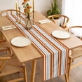 thumbnail image 3 of Orange Stripes Table Runner - 60 Inch Long, Kitchen Dining Table Runner Dresser Scarves, Modern Minimalist Horizontal Ombre Lines Farmhouse Decor for Coffee Tables Wedding Party Banquet, 3 of 8