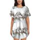 thumbnail image 1 of Balery Running White Horses Conjunto de Pijama para Mujer con Estampado, Dos Piezas de Manga Corta y Shorts, Ropa de Dormir Suave con Cuello Redondo y Bolsillos-Small, 1 of 6