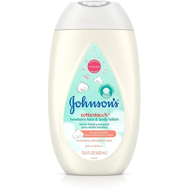 Johnson's CottonTouch Newborn Baby Face and Body Lotion, Hypoallergenic and Paraben-Free Moisturization for Sensitive Skin, Made with Real Cotton, 13.6 oz (Pack of 4)