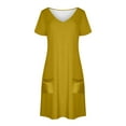 thumbnail image 3 of JGGSPWM Sundresses Women's Fashion V Neck Midi Casual Sleeveless Summer Vacation Dresses with Pocket Yellow XL, 3 of 7