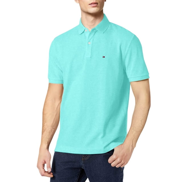 Polo Tommy Hilfiger Classic Fit para hombre, color turquesa, talla M