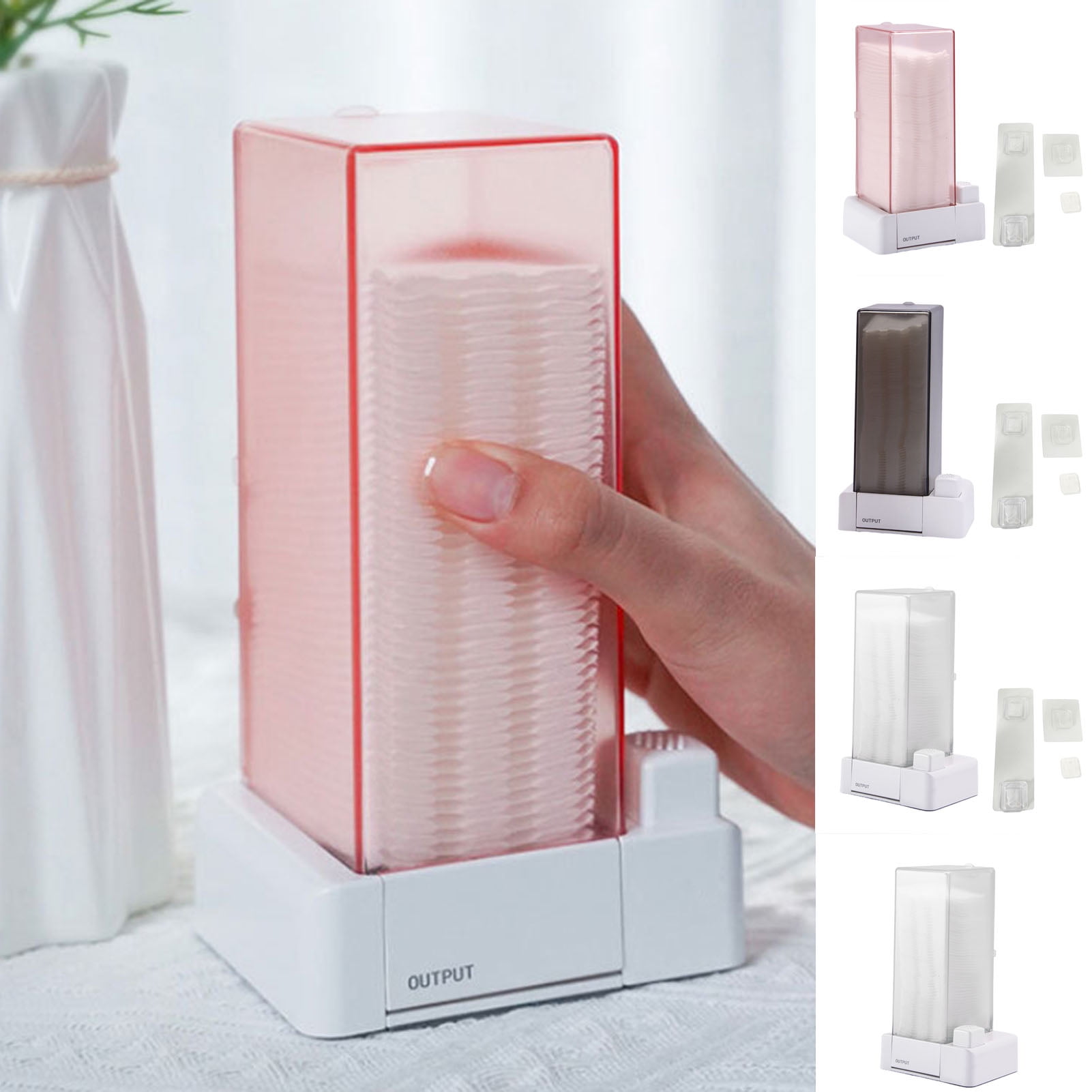 UDIYO Automatic Cotton Pad Holder Plastic Cosmetic Pads Dispenser