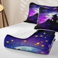 thumbnail image 4 of Erosebridal Spooky Witch Quilt King, Halloween Bat Moon Castle King Coverlet Set for Boys Girls, Purple Black Gold, 3 Pieces 1 Bedspread and 2 Pillowcases, 4 of 7