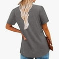 thumbnail image 3 of BLVB Summer Tops for Women 2024 Crew Neck Pleated Casual Work T Shirts Solid Color Loose Basic Tunic Tee Tops, 3 of 6