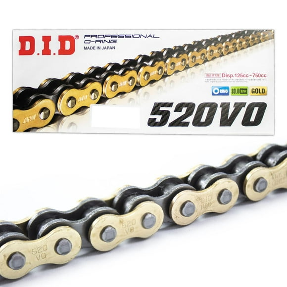 Cadena para moto 520 VO x 116 O-Ring D.I.D. dorada con negro