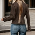 thumbnail image 4 of Women's Solid Color Double Metal Decoration Deer Leather Velvet Retro Long Sleeved Jacket, 4 of 6