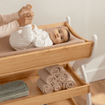thumbnail image 6 of Comfy Cubs Baby Changing Table with Two Open Shelves for Storage - Natural Wood with White Legs, 6 of 7