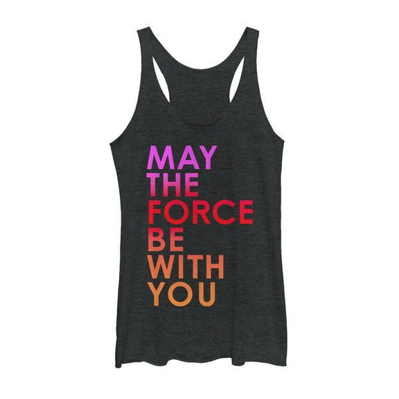 Women's Star Wars The Last Jedi Force Be With You  Racerback Tank Top Black Heather 2X Large