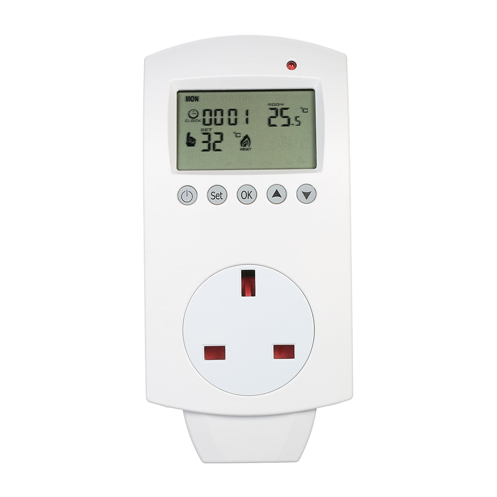 Anself Electric Wireless Floor Heating Programmable Thermostat Plug LCD