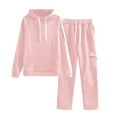 thumbnail image 3 of Feancey Two Piece Sets for Women Fall Outfits Lounge Pullover Hoodies and Cargo Sweatpants Tracksuit Outfit Solid Casual Sweatsuit Set Pink L, 3 of 6