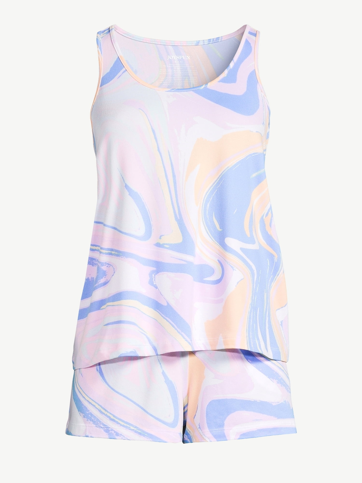Joyspun Women's Print Tank Top and Shorts Pajama Set, 2-Piece, Sizes S to 3X