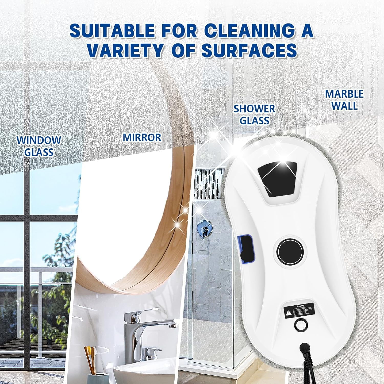 Window Cleaner Robot,Automatic Water Spray Window Washing Machine with Intelligent Path Planning, Anti-Falling Edge Detection Remote Control, for Glass, Tiles, Bathroom Cleaning