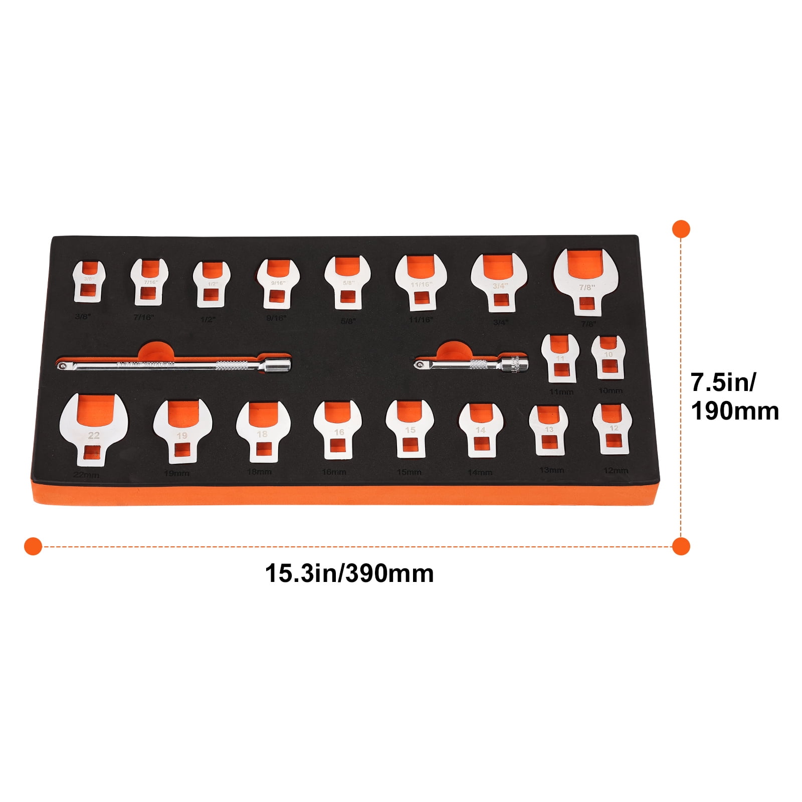 KFFKFF 20 Piece Claw Wrench Set 3/8 Inch Drive Wrench Set SAE Specs
