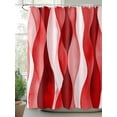 thumbnail image 2 of Boanket Polyester Fabric Red Striped Shower Curtain, Modern Gradient Geometric Ripple Stripes Waterproof Bathtub Curtain Bathroom Decor Set with Hooks 66 x 72 Inches,, 2 of 6