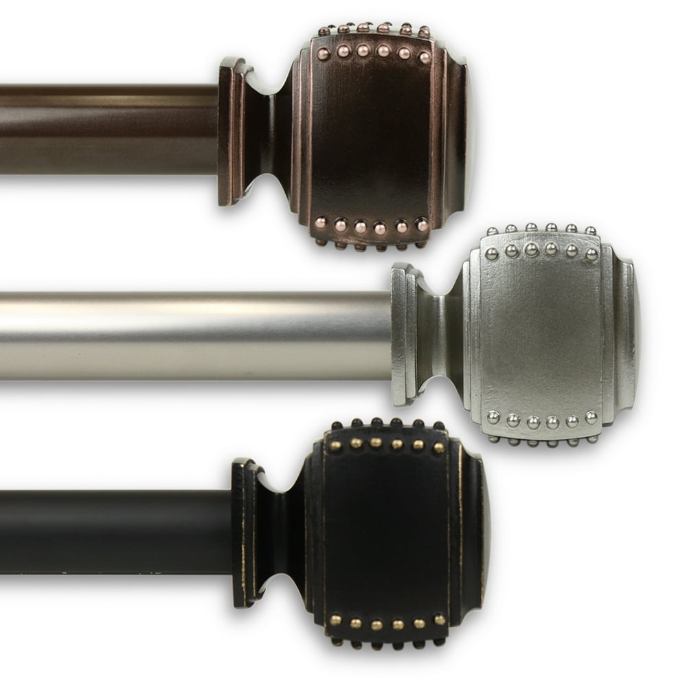 Studded 1" Curtain Rod 120-170 inch - Black - Walmart.com - Walmart.com