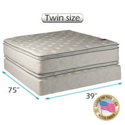 Princess Dream Plush Pillow Top Twin Size (39"x75"x12") Mattress and Box Spring Set
