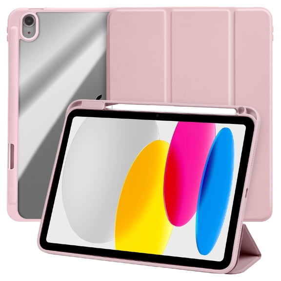 Vena For Apple iPad A16 Case Clear, iPad 10th Generation Case Trifold Stand, iPad 11th Generation Case, Slim Stand Protective Cover, Pink